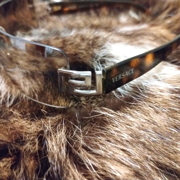 Versace Rimless Silver Greca Logo Tortoise Brown Sunglasses - Picture 10 of 15